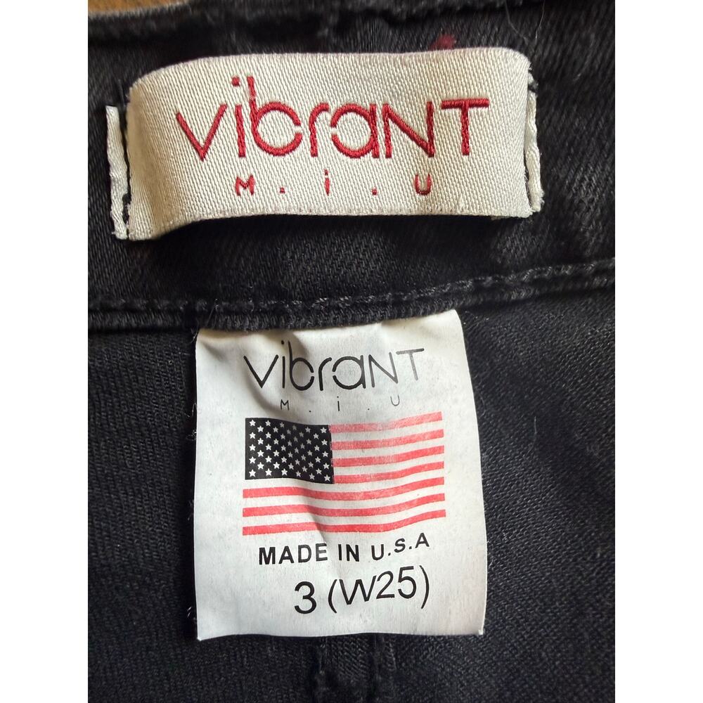 Vibrant M.I.U. made in USA blk distressed ultra flared Bell bottom womens size 3 - Picture 3 of 8